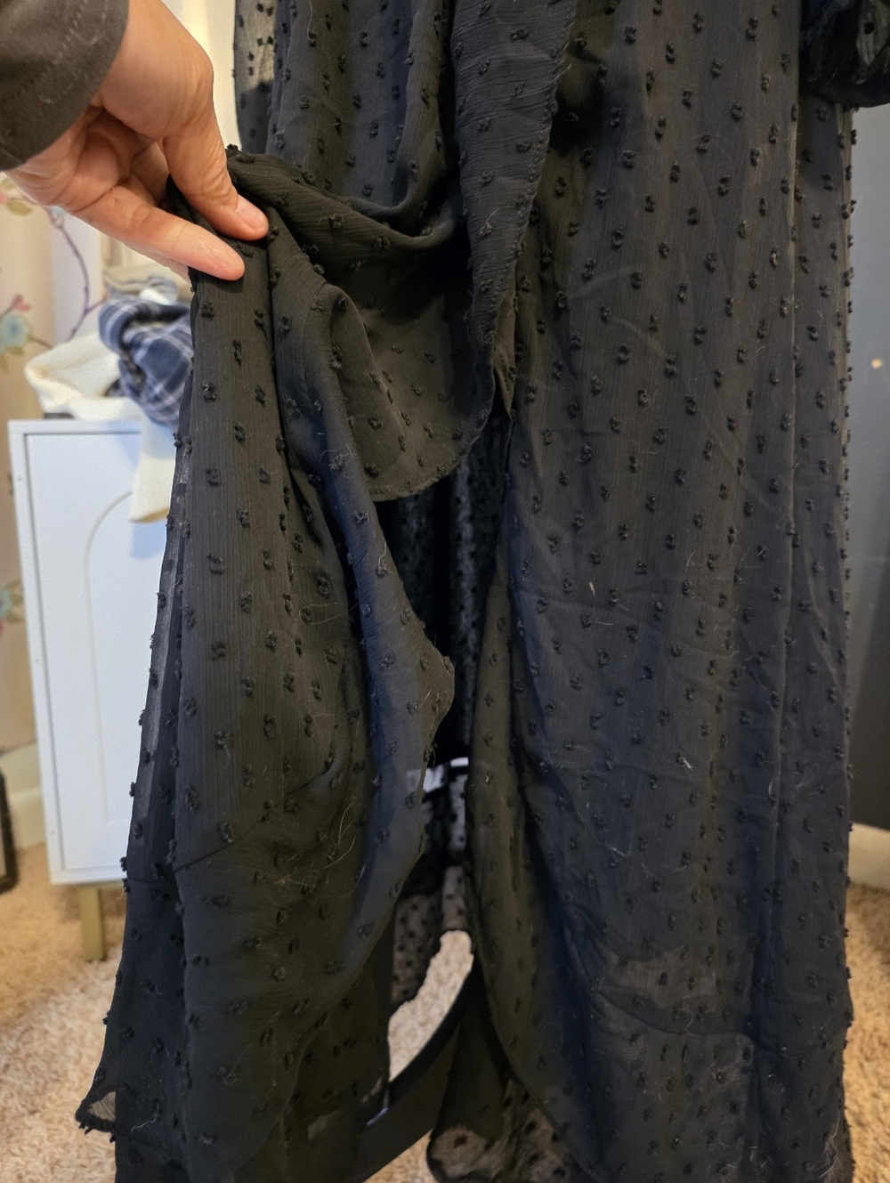 Zara Black Textured Dot Maxi Dress - Picture 10 of 13